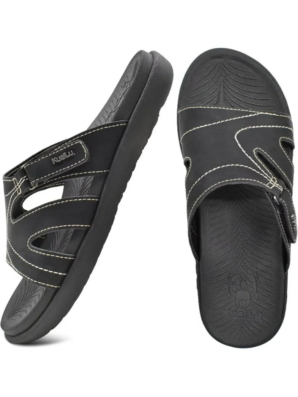 Women's Black Orthotic Slides Ladies Athletic Yoga Mat Memory Foam Sandal Shoes
